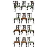 Set of twelve early to mid-19th century mahogany dining chairs