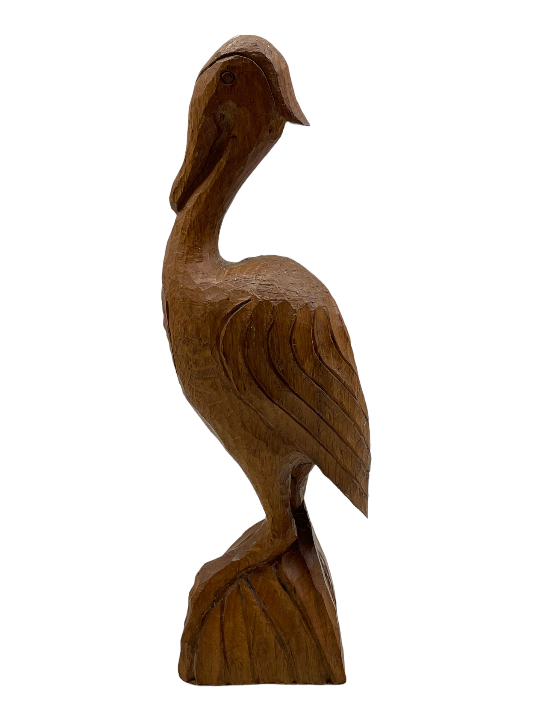 'Gnomeman' carved oak figure of a wading bird - Image 2 of 6