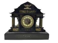 Late 19th century Belgium slate mantle clock with a French 8-day striking movement c1880