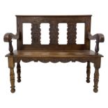 Late 19th century oak hall bench