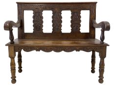 Late 19th century oak hall bench