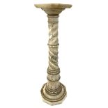 19th century white variegated marble torchere