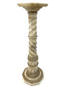 19th century white variegated marble torchere