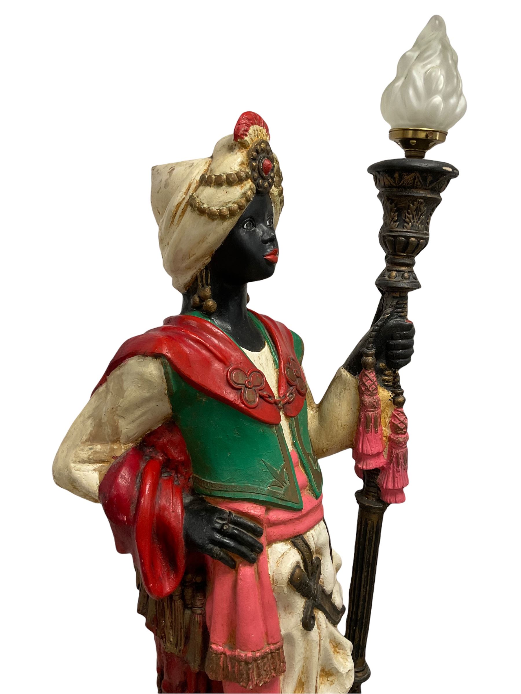 Standard lamp in the form of a Moorish courtier holding a light in the form of a torch staff - Image 5 of 5