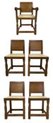 'Oakleafman' set five oak dining chairs