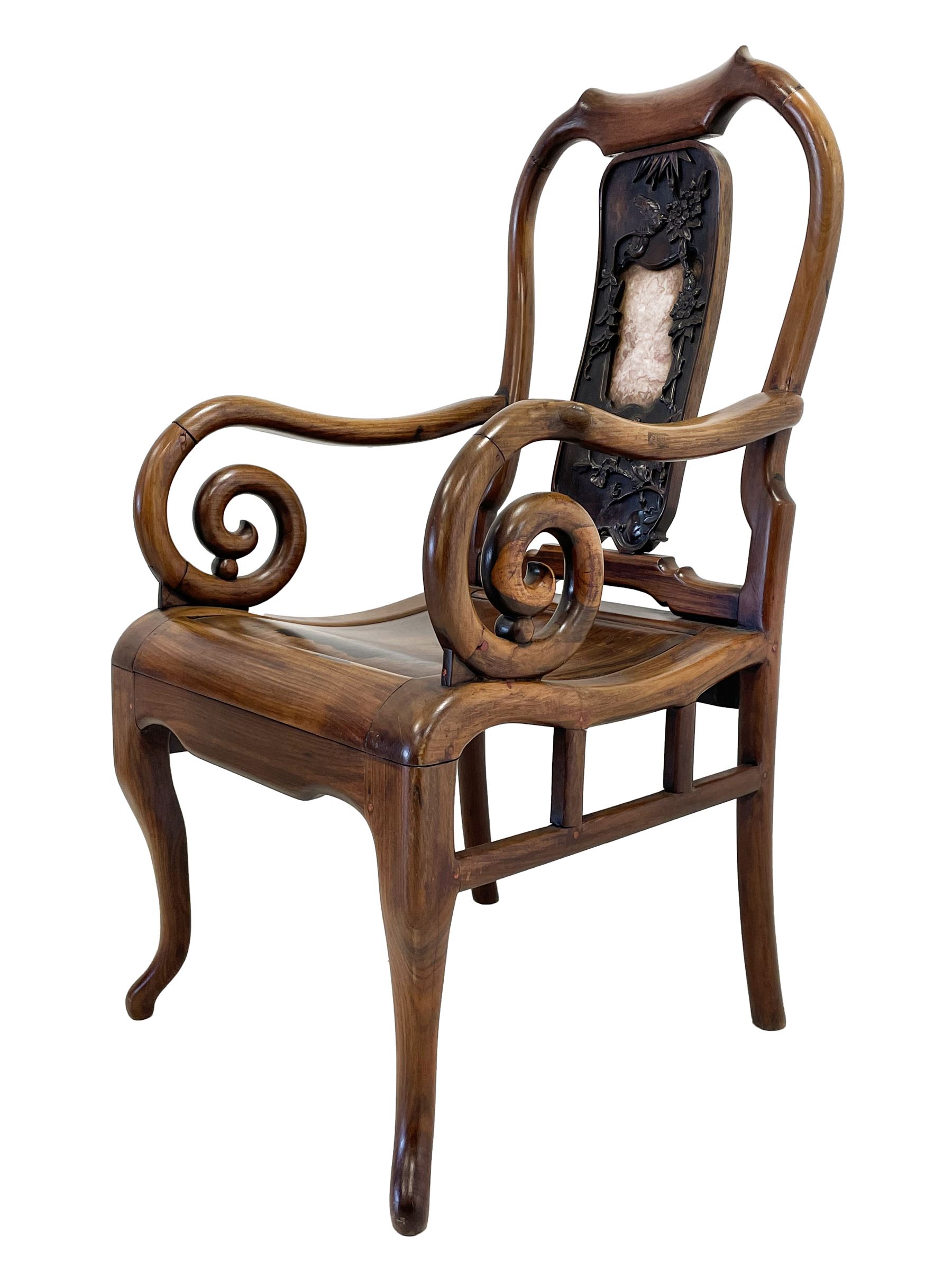 Chinese hardwood open armchair