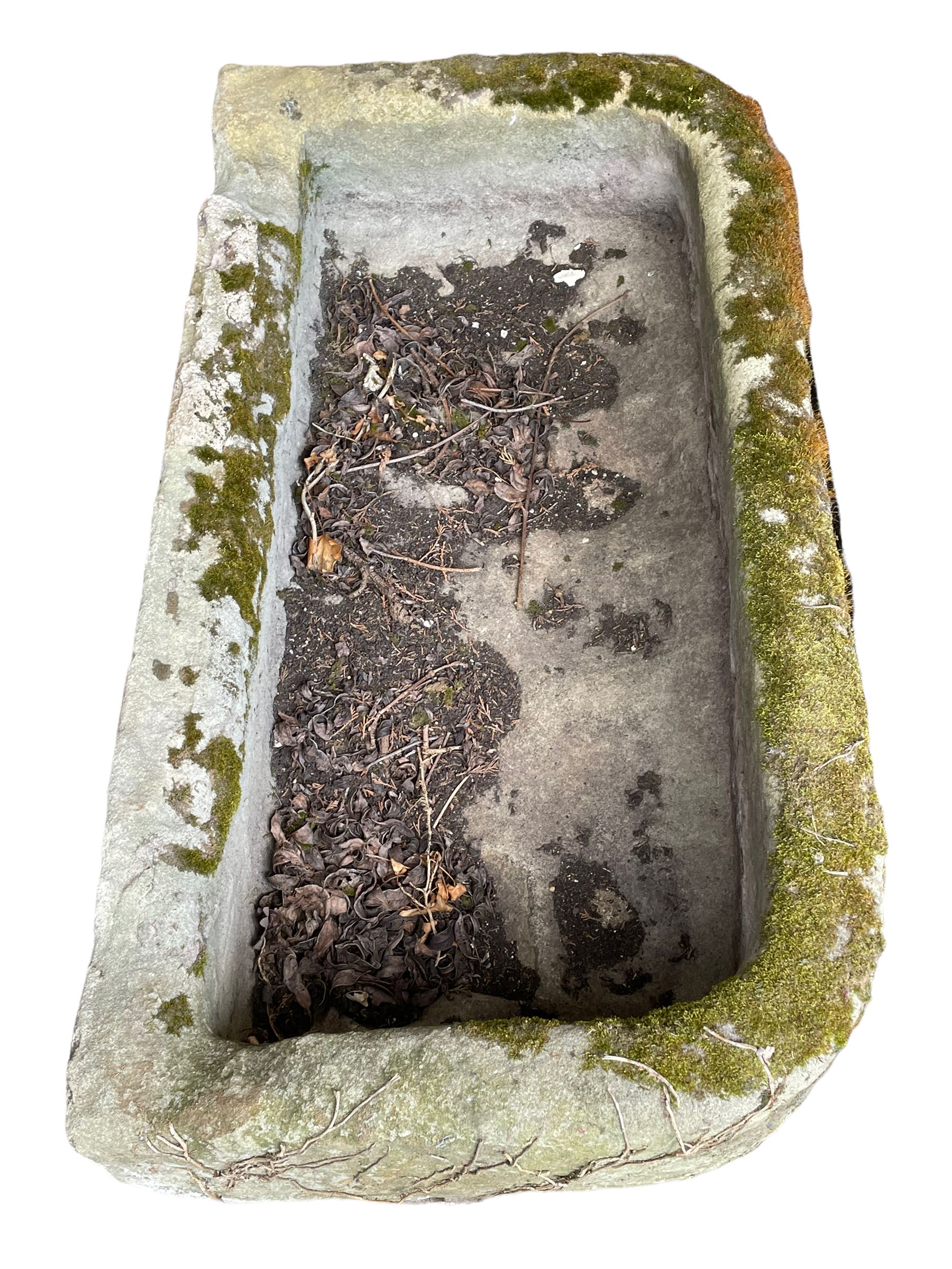 19th century tooled and weathered stone trough or planter - Image 2 of 2