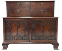 In the manner of George Speer - George III mahogany chest on folio cabinet