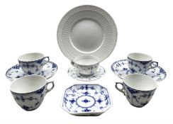Royal Copenhagen porcelain to include four Blue Fluted Half Lace pattern coffee cups no. 1/719