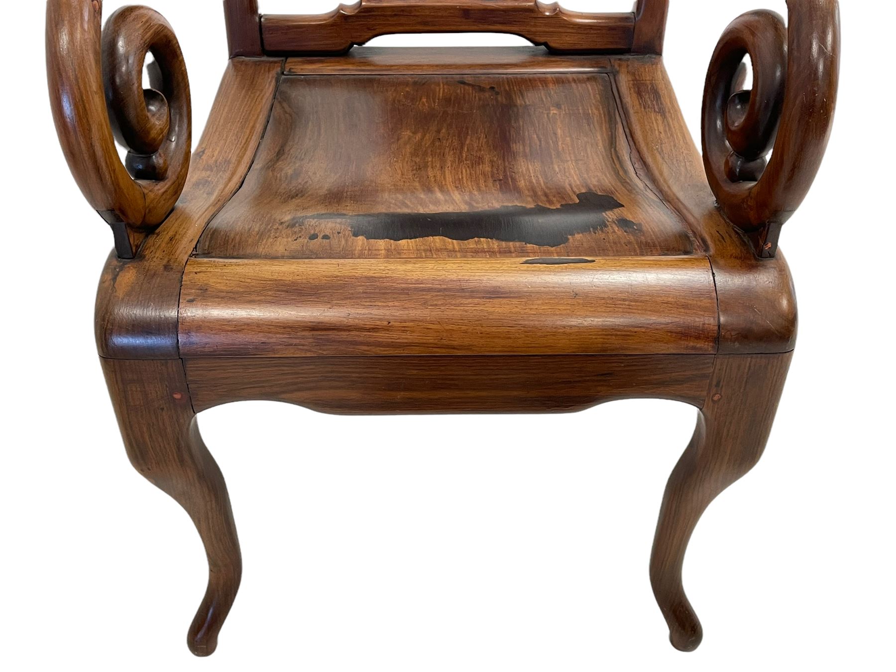 Chinese hardwood open armchair - Image 3 of 6