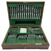 Regent plated canteen of Sheraton cutlery for eight covers by Garrards in mahogany box together with