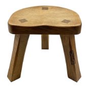 'Catman' oak three-legged milking stool