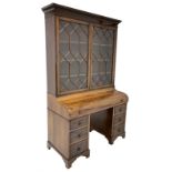 Early to mid-20th century rosewood and mahogany piano top secretaire bookcase