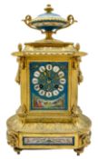 Gilt and porcelain mounted mantle clock