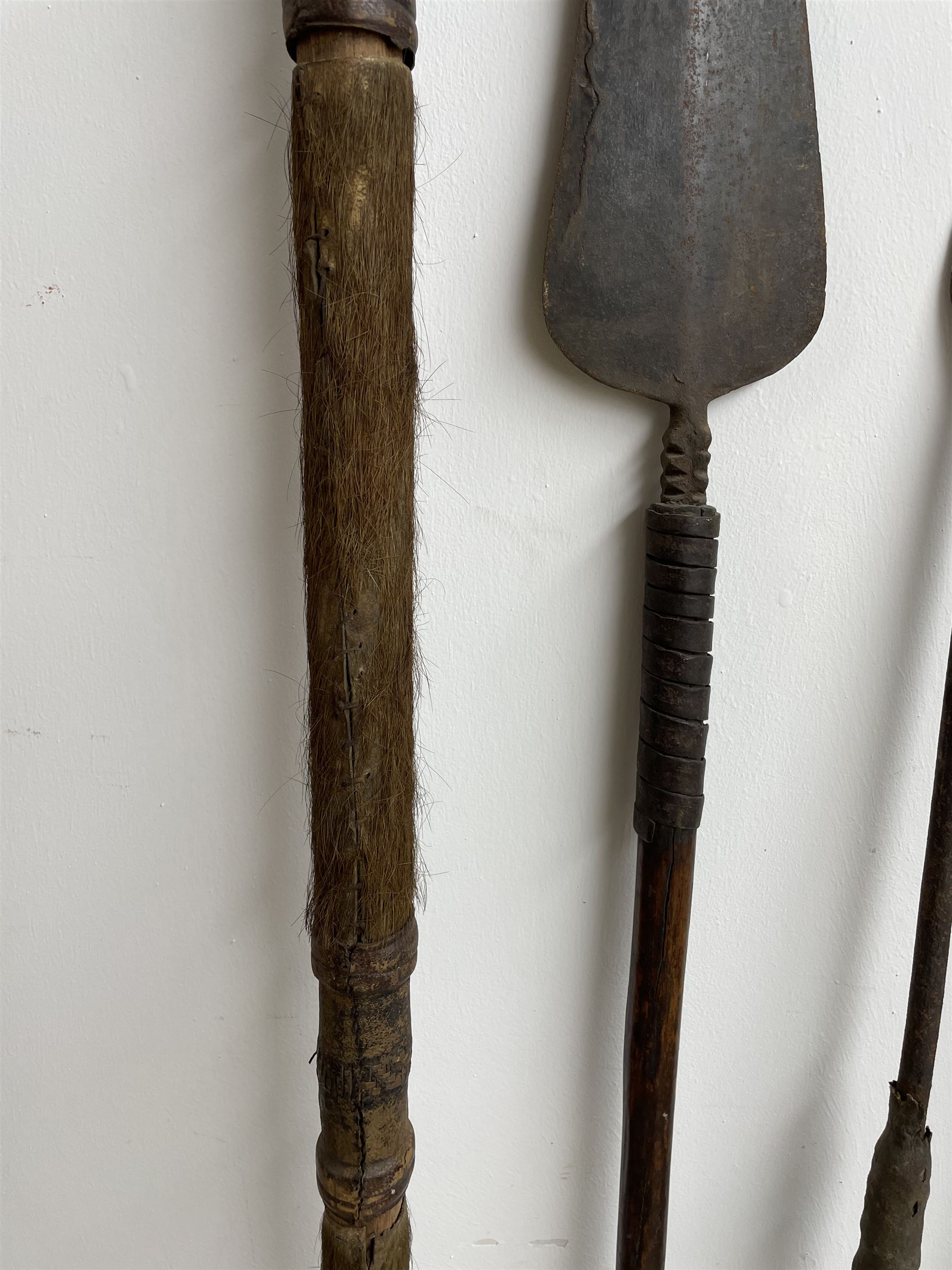 Pair of African carved wooden paddle clubs - Image 12 of 15