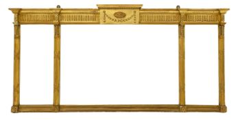 Adam style giltwood and gesso over-mantel mirror