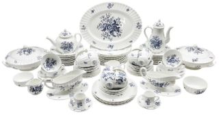 Royal Worcester Blue Sprays pattern dinner service comprising twelve dinner plates