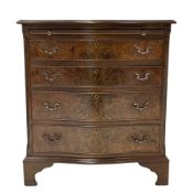 Georgian style figured walnut serpentine bachelor's chest