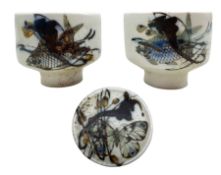 Two Royal Copenhagen 'Diana' series footed bowls decorated with fish amidst seaweed no. 5110 and a c