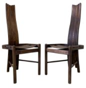 Pair mid to late 20th century oak chairs