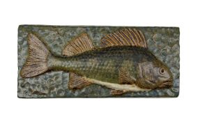 Danish stoneware wall plaque depicting a fish by Ejvind Nielsen