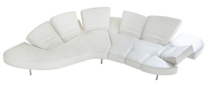 Francesco Binfaré for Edra - 'Flap' sofa in white leather, shaped form with nine tilting rests,