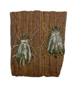 Tut Frog for Bing & Grondahl stoneware relief plaque modelled as two insects on bark