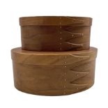 Pair of graduated bentwood Shaker style oval boxes by Orleans Carpenters
