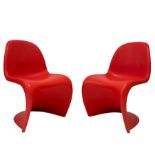 Verner Panton for Vitra - pair 'Panton' chairs in red
