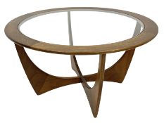 G-Plan 'Astro' circular teak coffee table with glass inset