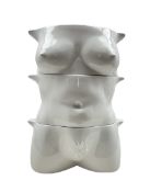 Morris Rushton 'Flesh Pots' 1970s three-piece stacking casseroles set in the form of a nude female t