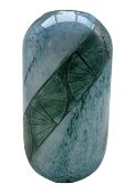 Art Deco Legras glass vase of cylindrical form with mottled tonal blue ground and turquoise stained