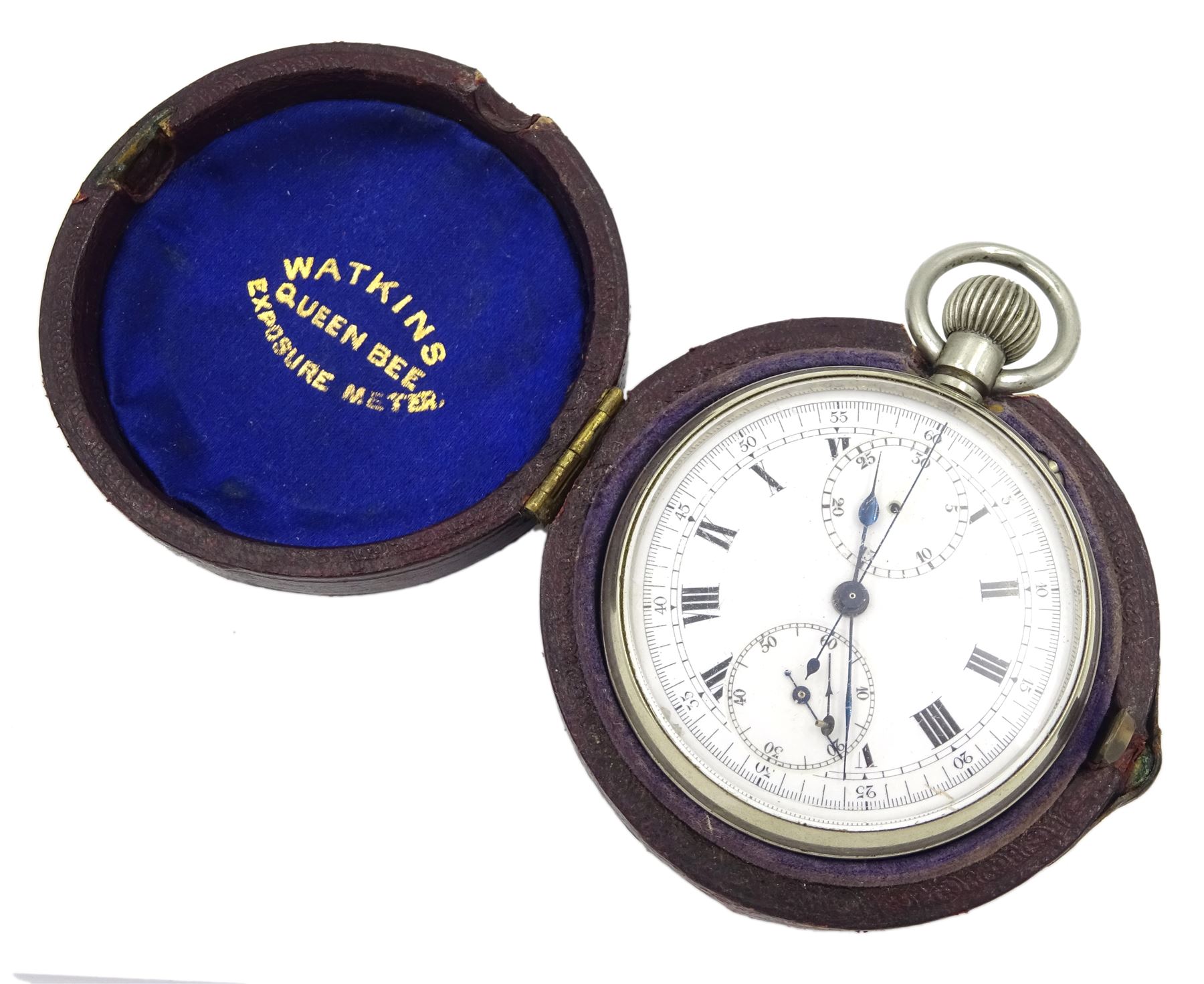 Watkins Queen Bee chrome exposure meter keyless chronograph pocket watch - Image 2 of 4