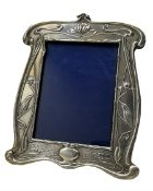 Edwardian Art Nouveau silver photograph frame with birds on flowering branches