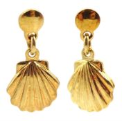 Pair of 18ct gold shell pendant stud earrings