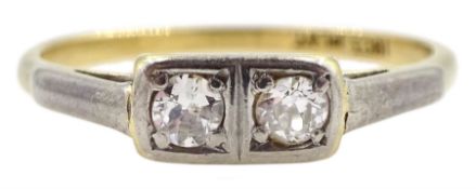 Art Deco gold two stone old cut diamond ring