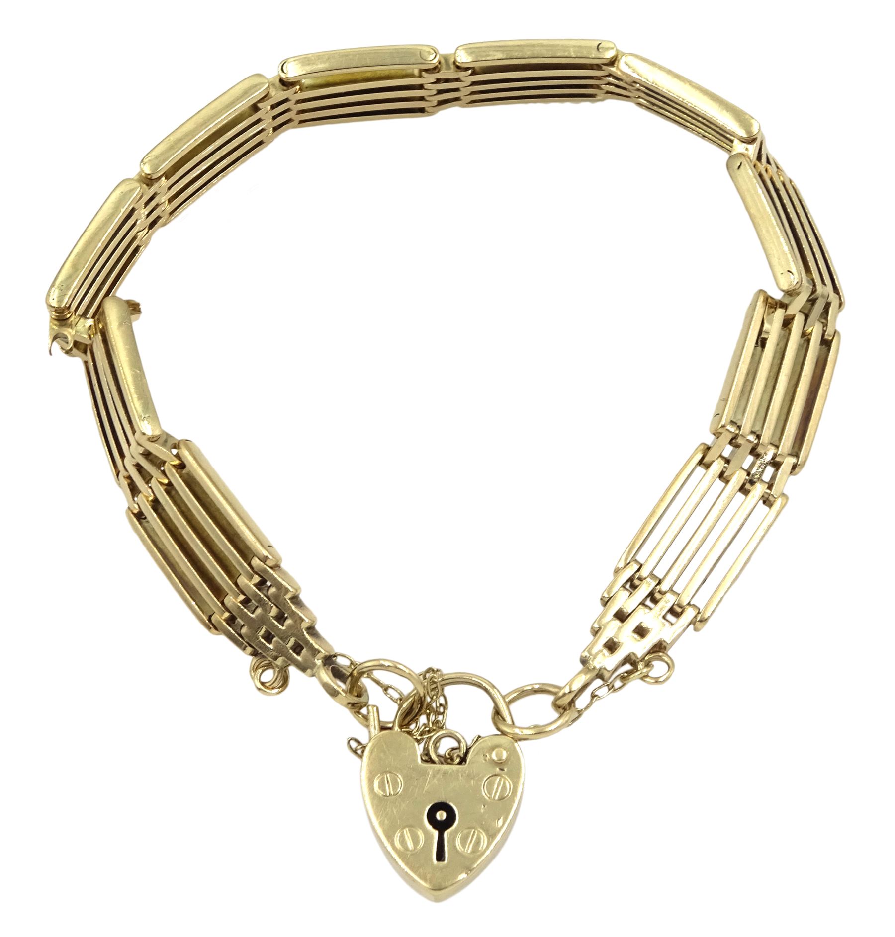 9ct gold five bar gate bracelet