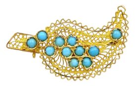 18ct gold turquoise leaf brooch