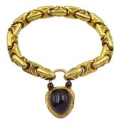 Victorian 18ct gold fancy link mourning bracelet