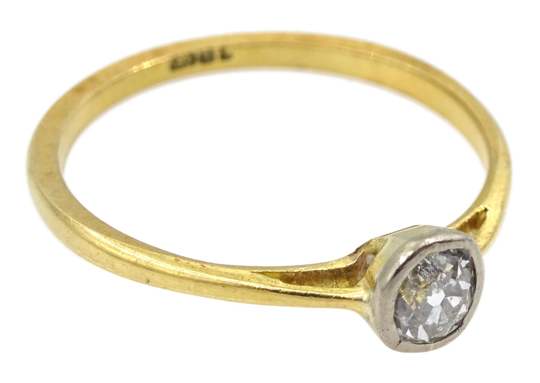 Early-mid 20th century gold bezel set single stone old cut diamond ring - Image 3 of 4