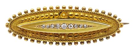 Victorian 15ct gold diamond set mourning brooch