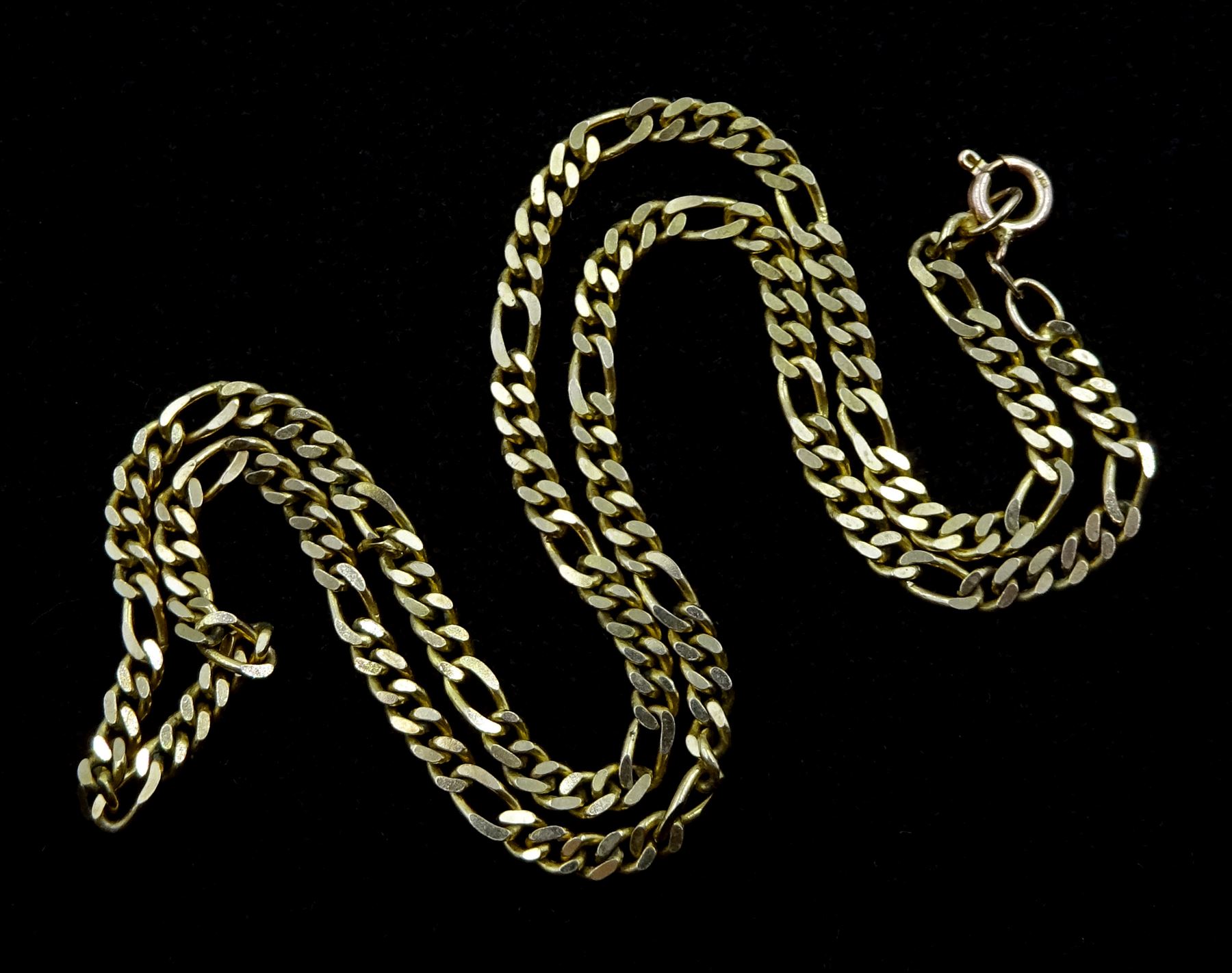 9ct gold flattened Figaro link necklace - Image 2 of 2