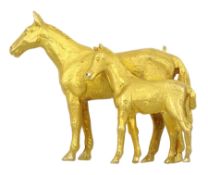 9ct gold mare and foal horse brooch by Alabaster & Wilson