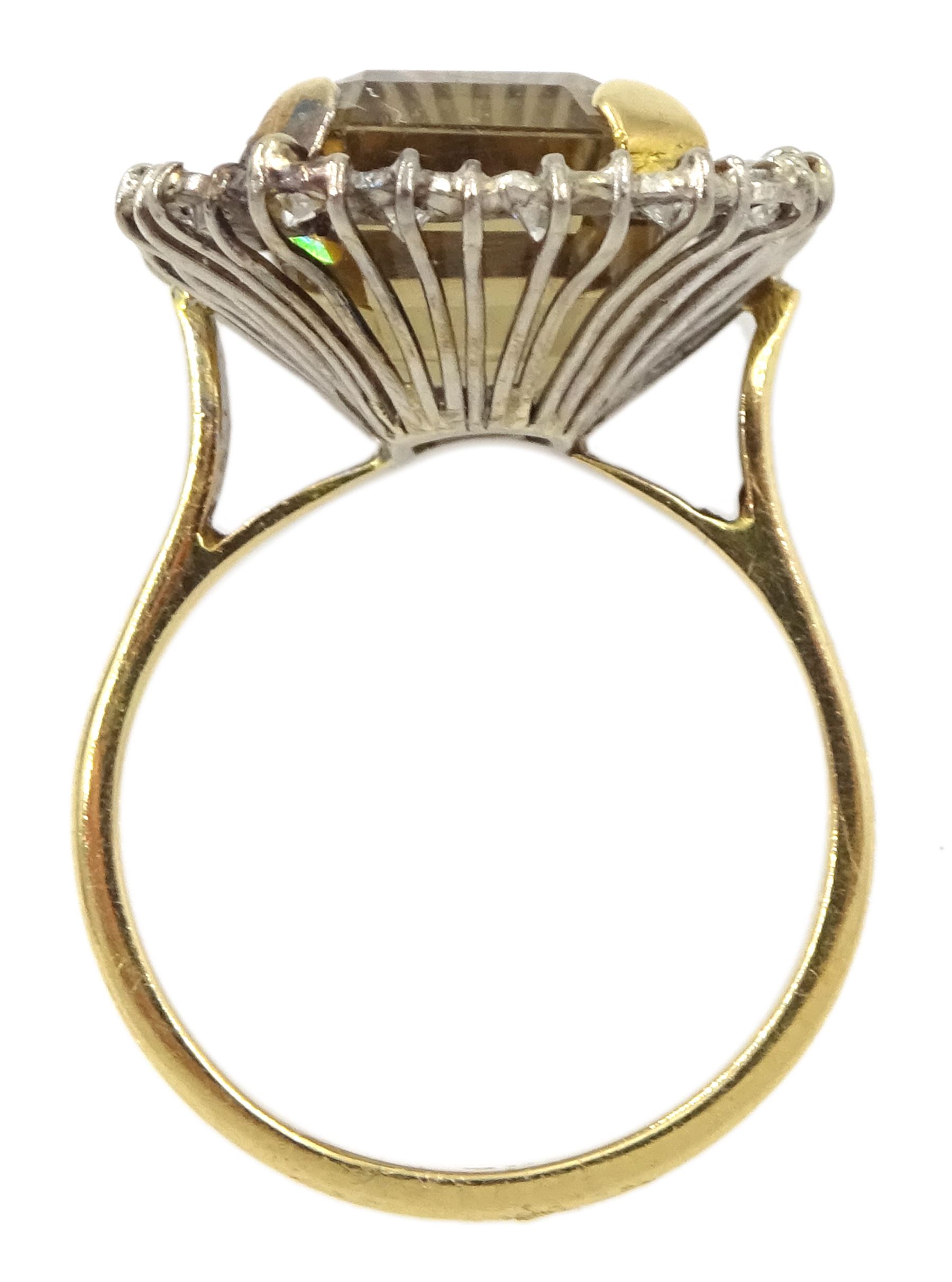 Gold smoky quartz diamond cluster ring - Image 4 of 4