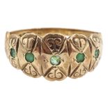 9ct gold five stone emerald ring