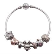 Pandora silver charm bracelet with a Disney Minnie Mouse charm