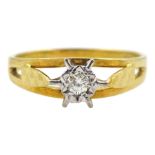 Gold single stone round brilliant cut diamond ring