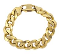 Heavy 9ct gold flattened curb link bracelet