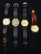 Four Favre-Leuba plated and stainless steel wristwatches including Daymatic