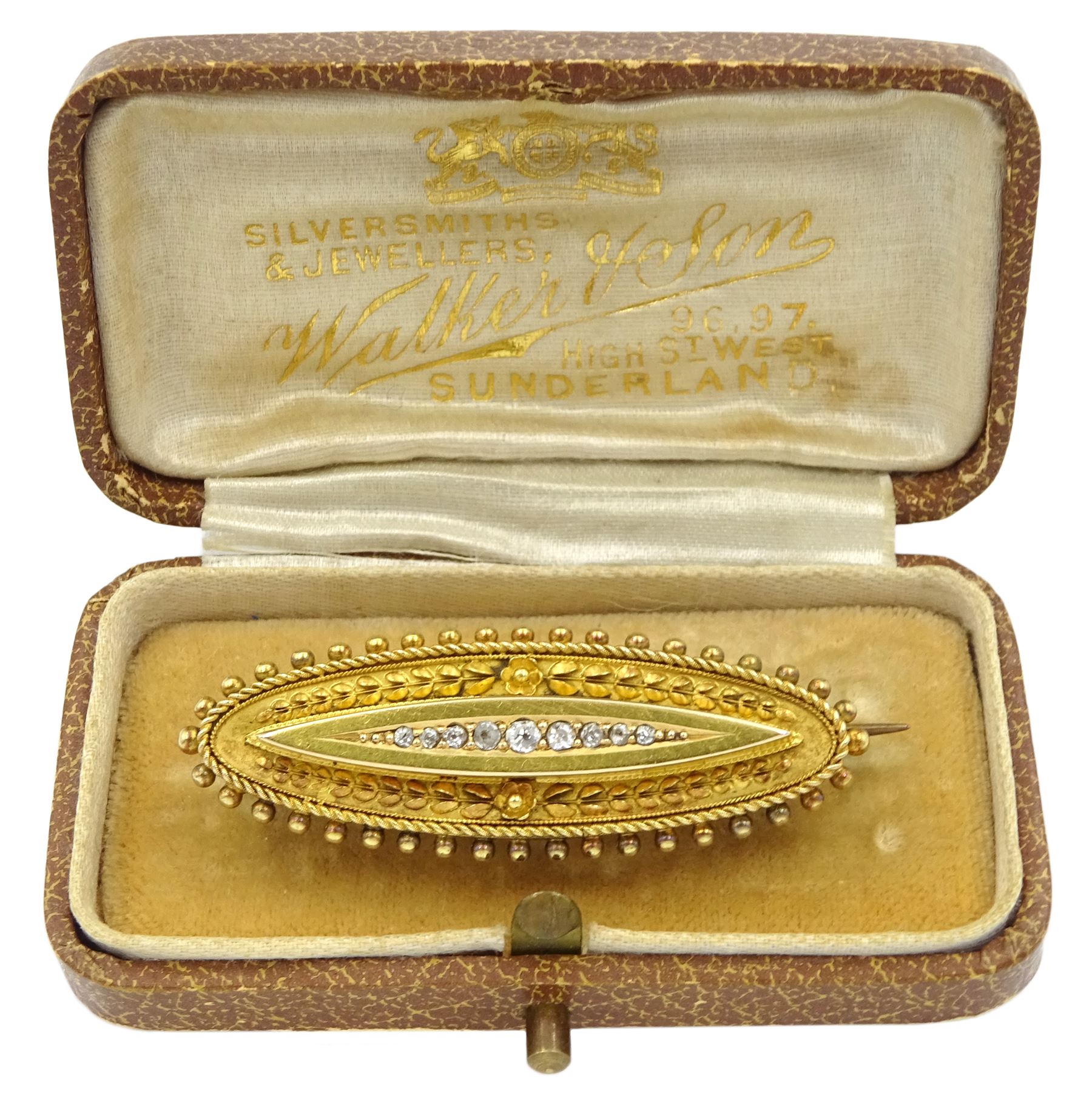 Victorian 15ct gold diamond set mourning brooch - Image 2 of 4
